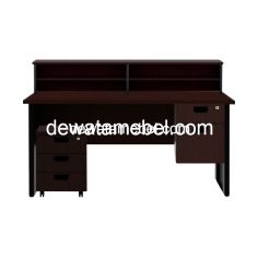 Meja Kantor Ukuran 160 - EXPO MP 160 + MP RC 160 + MP H02 + MP M03 / Mahogany 